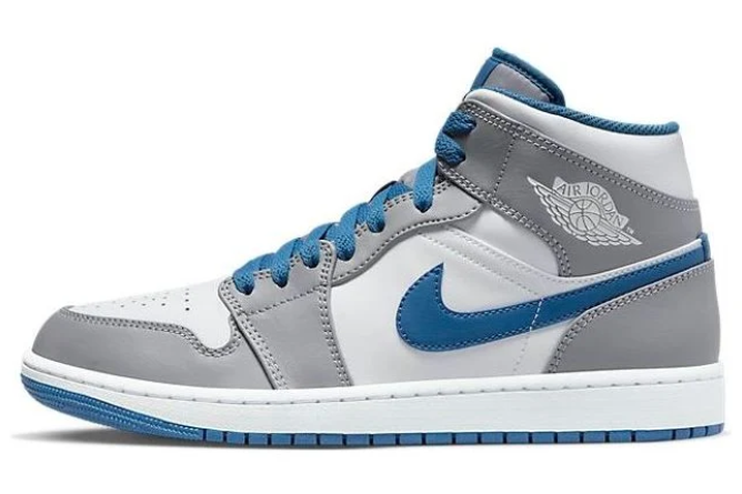 Air Jordan 1 Mid “Cement Grey True Blue” – Grey / White / Blue