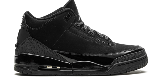 Air Jordan 3 Retro “Black Cat” (2025) – Black / Dark Grey