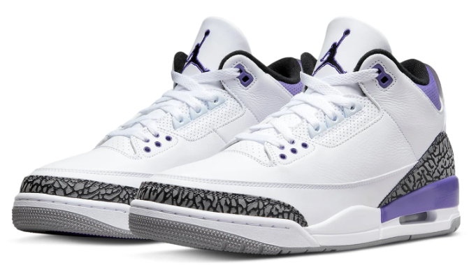 Air Jordan 3 Retro “Dark Iris” – White / Purple / Cement Grey