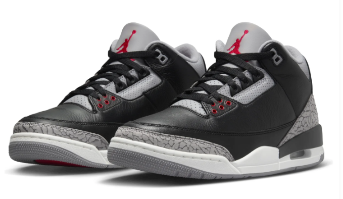 Air Jordan 3 Retro OG “Black Cement” (2024) – Black / Cement Grey / Red