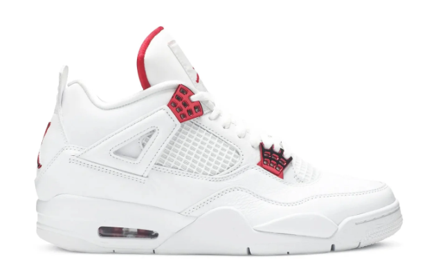 Air Jordan 4 Retro "Red Metallic" Sneakers - White / University Red