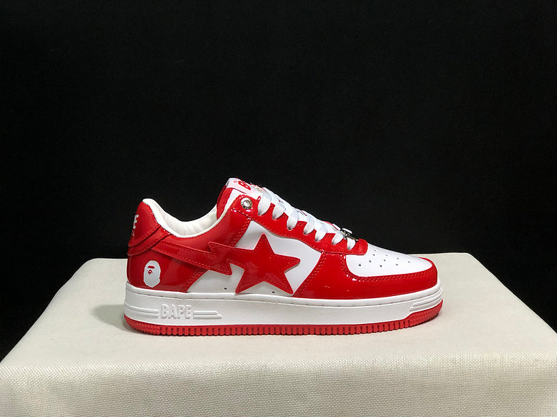 A BATHING APE BAPE STA Low-Top Sneakers – Red & White