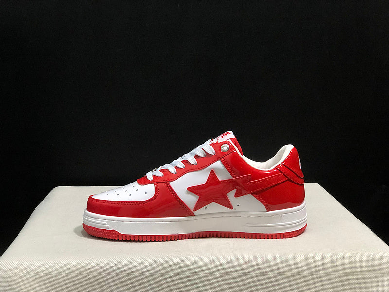 A BATHING APE BAPE STA Low-Top Sneakers – Red & White
