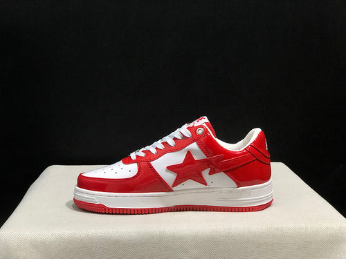 A BATHING APE BAPE STA Low-Top Sneakers – Red & White
