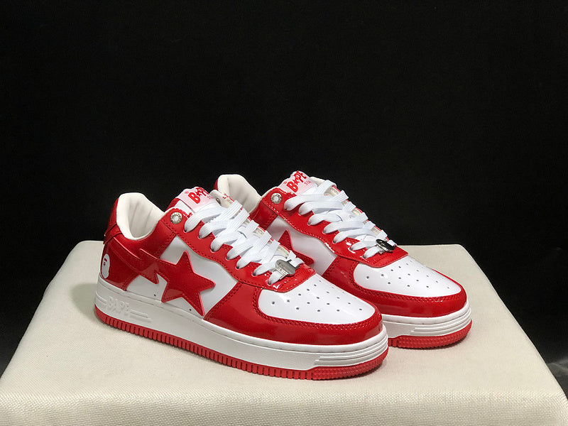 A BATHING APE BAPE STA Low-Top Sneakers – Red & White