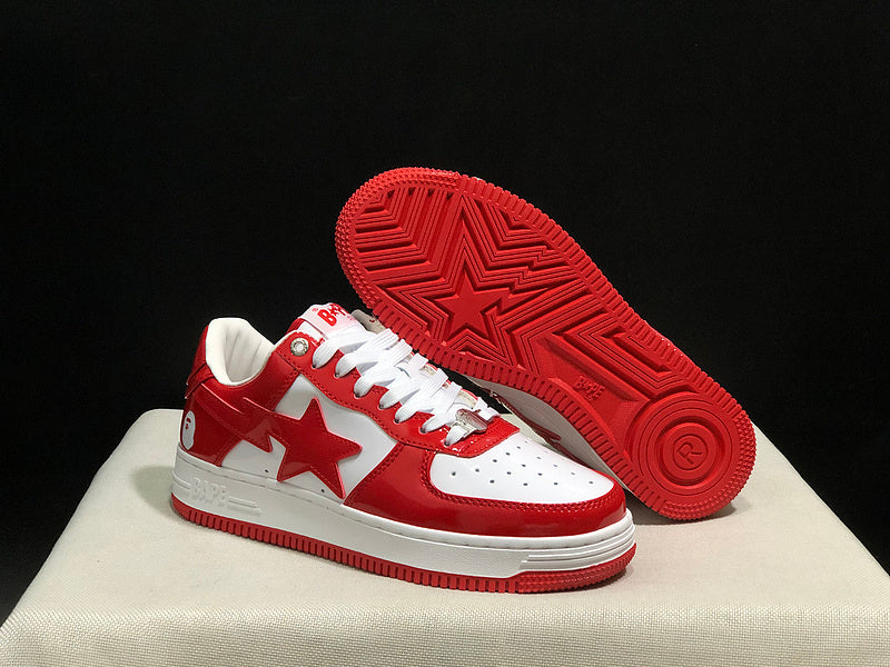 A BATHING APE BAPE STA Low-Top Sneakers – Red & White