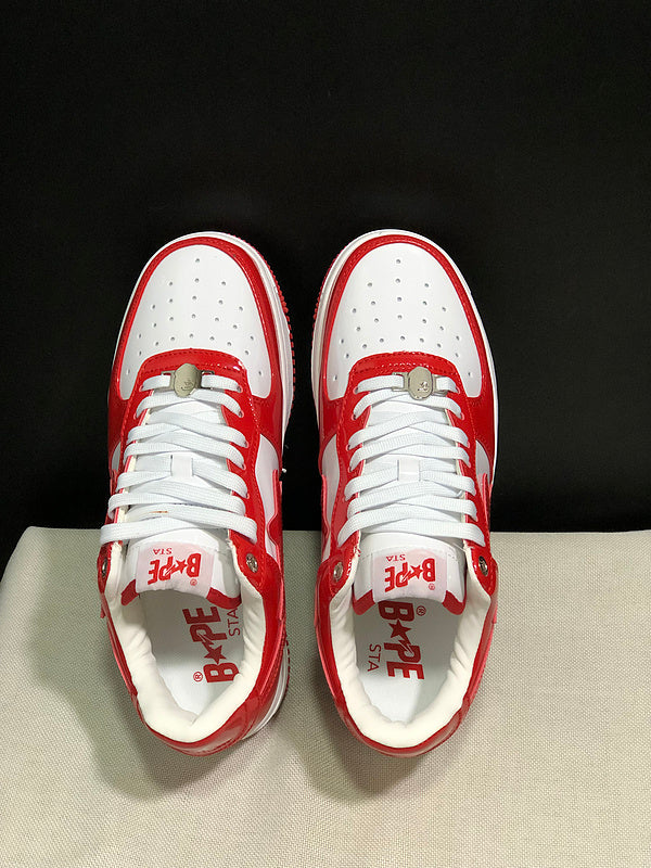 A BATHING APE BAPE STA Low-Top Sneakers – Red & White