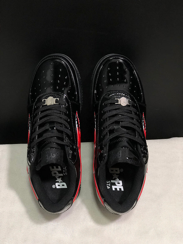 A BATHING APE BAPE STA Shark Low-Top Sneakers – Black & Red