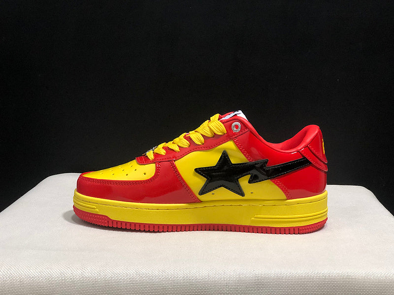 A BATHING APE BAPE STA Low-Top Sneakers – Red, Yellow & Black