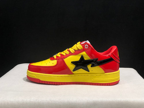 A BATHING APE BAPE STA Low-Top Sneakers – Red, Yellow & Black