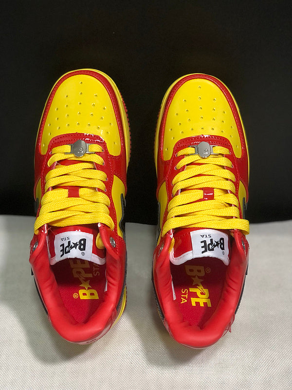 A BATHING APE BAPE STA Low-Top Sneakers – Red, Yellow & Black