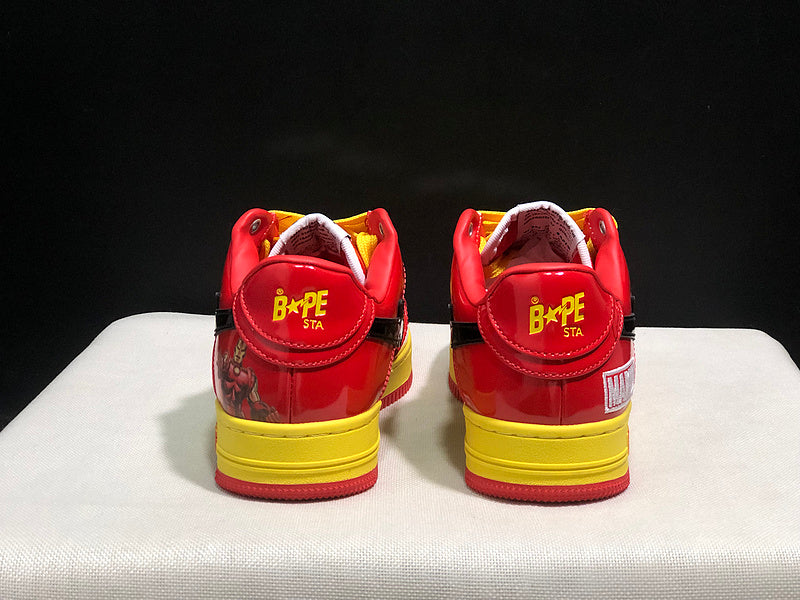 A BATHING APE BAPE STA Low-Top Sneakers – Red, Yellow & Black