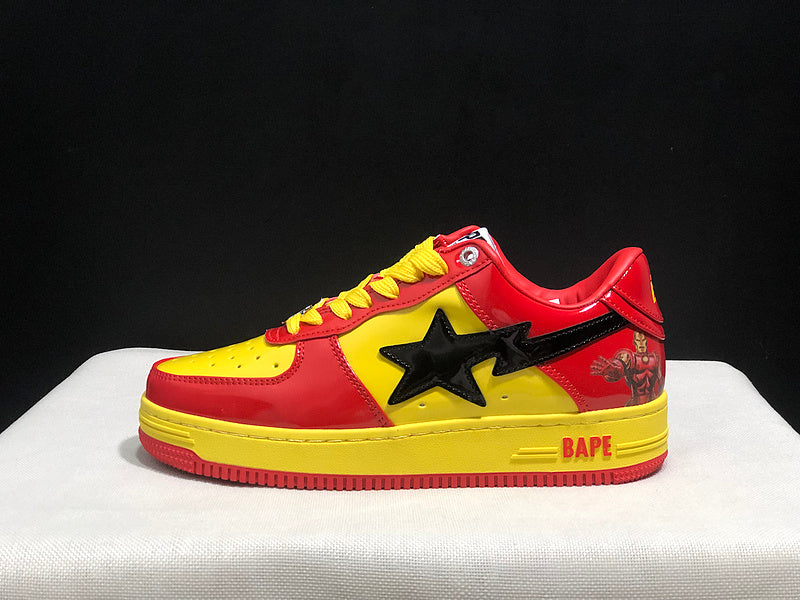 A BATHING APE BAPE STA Low-Top Sneakers – Red, Yellow & Black