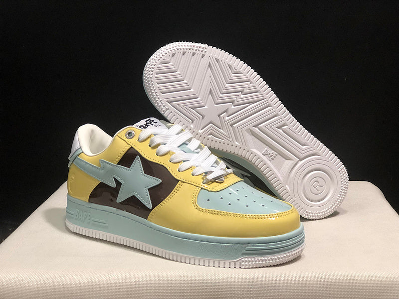 A BATHING APE BAPE STA Low-Top Sneakers – Yellow, Brown & Mint