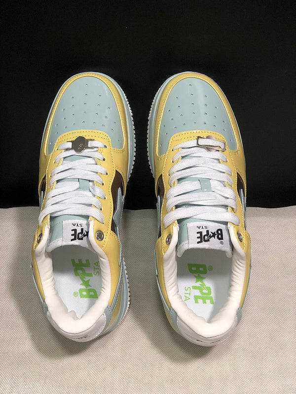 A BATHING APE BAPE STA Low-Top Sneakers – Yellow, Brown & Mint