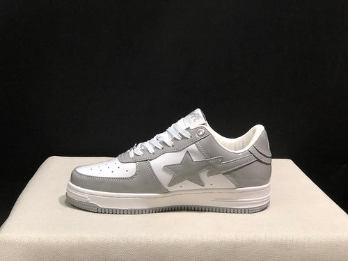 A BATHING APE BAPE STA Low-Top Sneakers – Grey & White