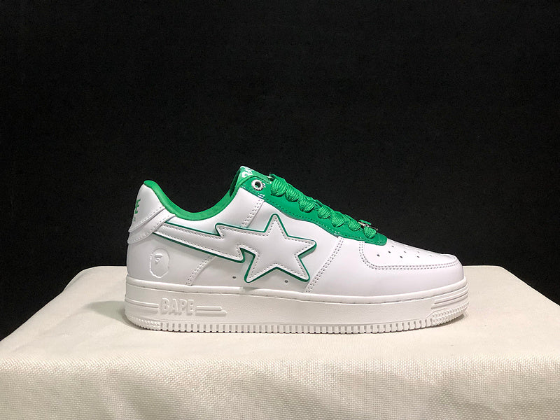 A BATHING APE BAPE STA Low-Top Sneakers – White & Green