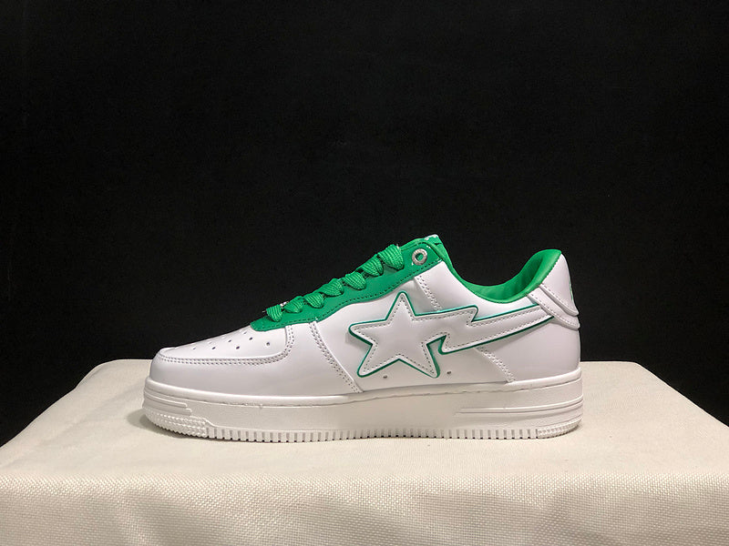 A BATHING APE BAPE STA Low-Top Sneakers – White & Green