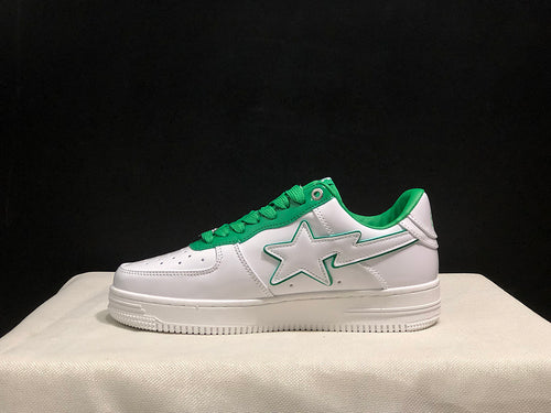A BATHING APE BAPE STA Low-Top Sneakers – White & Green