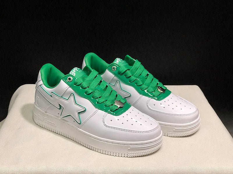 A BATHING APE BAPE STA Low-Top Sneakers – White & Green