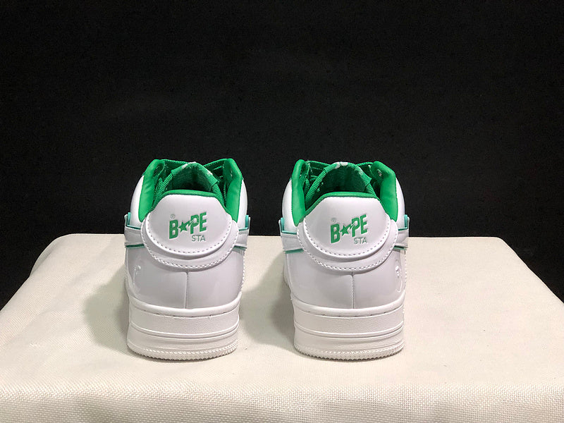 A BATHING APE BAPE STA Low-Top Sneakers – White & Green