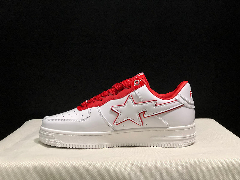 A BATHING APE BAPE STA Low-Top Sneakers – White & Red