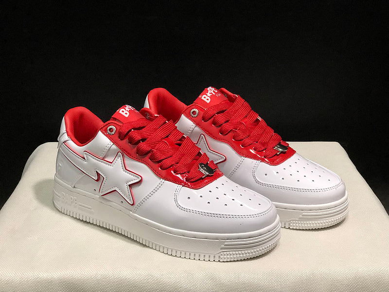 A BATHING APE BAPE STA Low-Top Sneakers – White & Red
