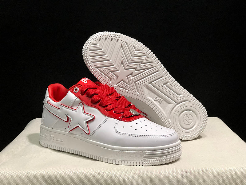 A BATHING APE BAPE STA Low-Top Sneakers – White & Red