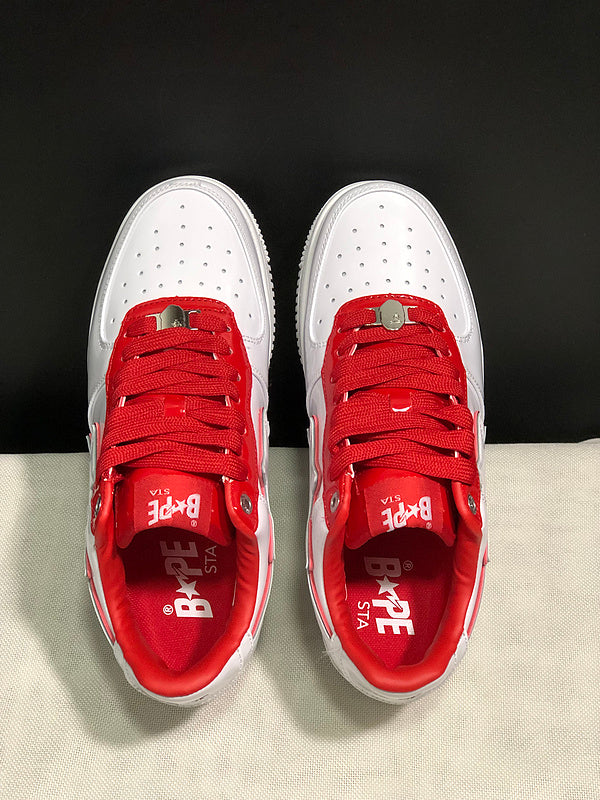 A BATHING APE BAPE STA Low-Top Sneakers – White & Red