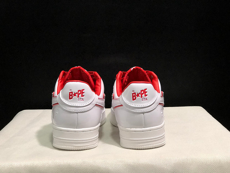A BATHING APE BAPE STA Low-Top Sneakers – White & Red