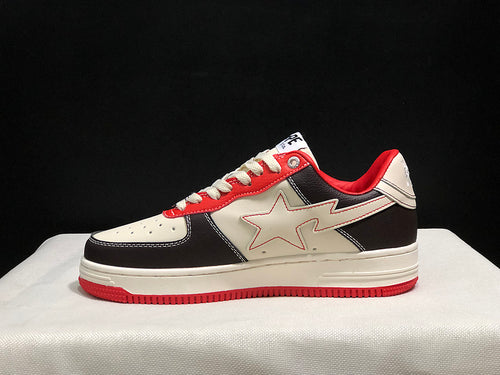 A BATHING APE BAPE STA Low-Top Sneakers – Off-White, Black & Red
