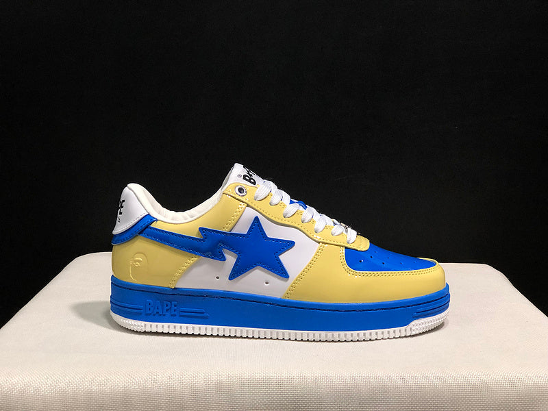 A BATHING APE BAPE STA Low-Top Sneakers – Yellow, Blue & White