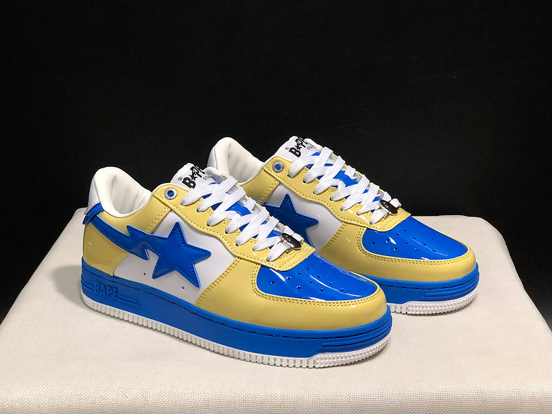 A BATHING APE BAPE STA Low-Top Sneakers – Yellow, Blue & White