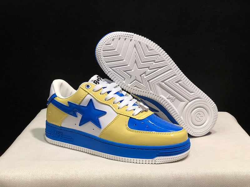 A BATHING APE BAPE STA Low-Top Sneakers – Yellow, Blue & White