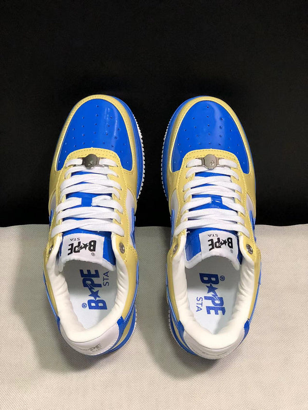 A BATHING APE BAPE STA Low-Top Sneakers – Yellow, Blue & White