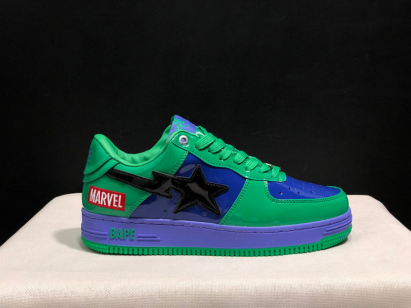 A BATHING APE BAPE STA Low-Top Sneakers – Green, Blue & Purple