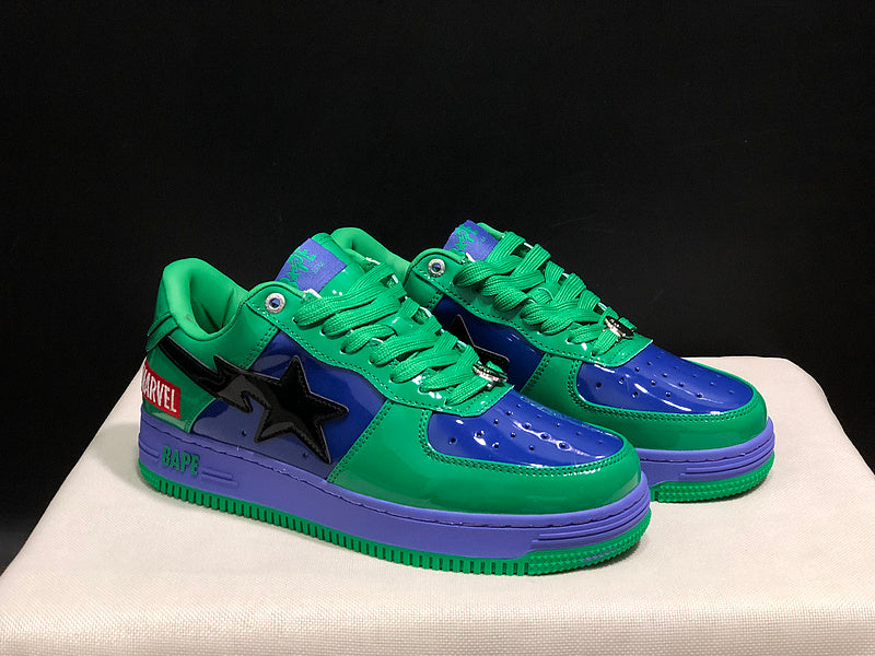 A BATHING APE BAPE STA Low-Top Sneakers – Green, Blue & Purple