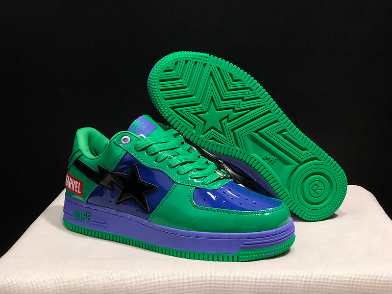 A BATHING APE BAPE STA Low-Top Sneakers – Green, Blue & Purple