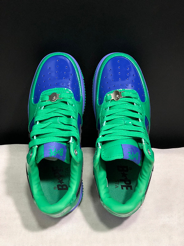 A BATHING APE BAPE STA Low-Top Sneakers – Green, Blue & Purple