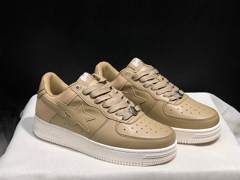 BAPE STA Low-Top Sneakers – Beige & Off-White