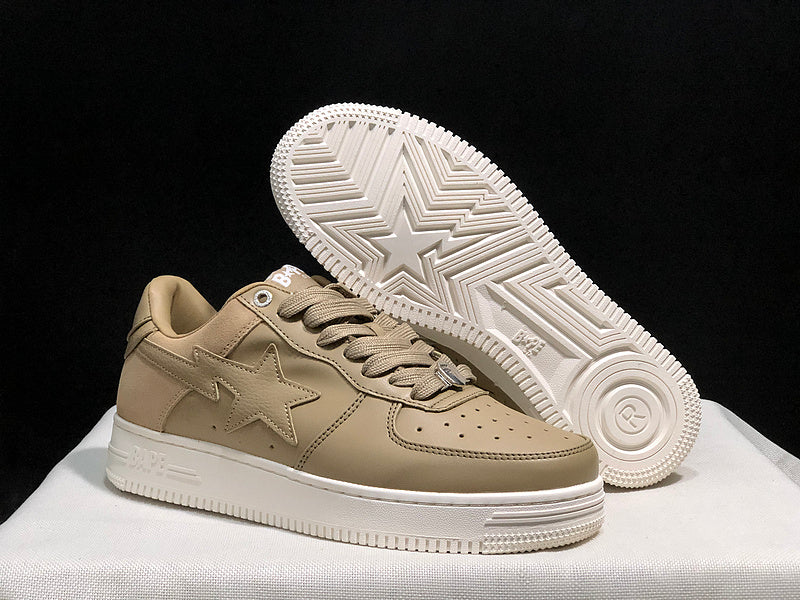 BAPE STA Low-Top Sneakers – Beige & Off-White