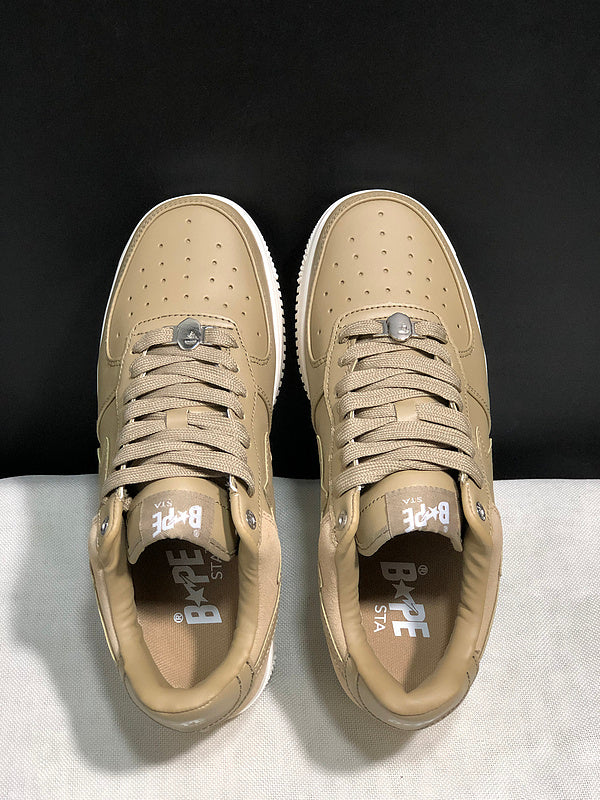 BAPE STA Low-Top Sneakers – Beige & Off-White