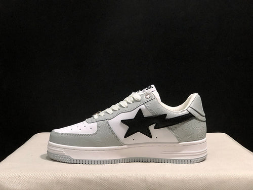 A BATHING APE BAPE STA Low-Top Sneakers – White, Grey & Black