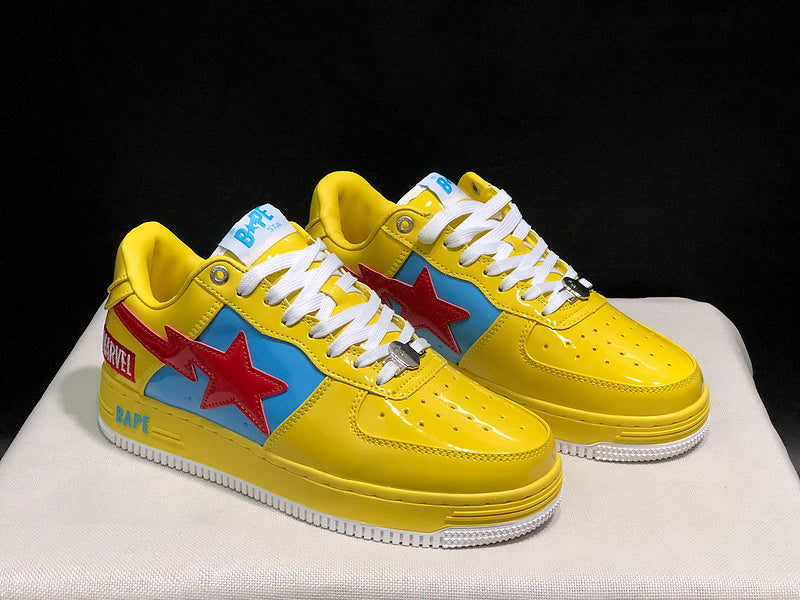BAPE STA x Marvel Low-Top Sneakers – Yellow, Blue & Red