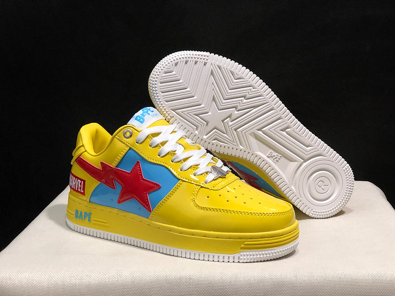 BAPE STA x Marvel Low-Top Sneakers – Yellow, Blue & Red