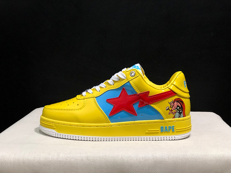 BAPE STA x Marvel Low-Top Sneakers – Yellow, Blue & Red