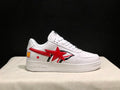 A BATHING APE BAPE STA Low-Top Sneakers – White & Red Shark Graphic