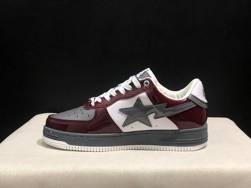 A BATHING APE BAPE STA Low-Top Sneakers – Burgundy, Gray & White