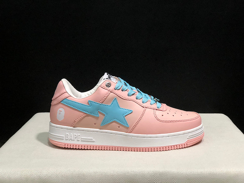 A BATHING APE BAPE STA Low-Top Sneakers – Blush Pink & Sky Blue