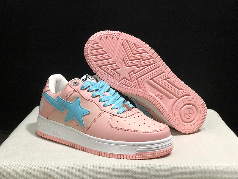 A BATHING APE BAPE STA Low-Top Sneakers – Blush Pink & Sky Blue